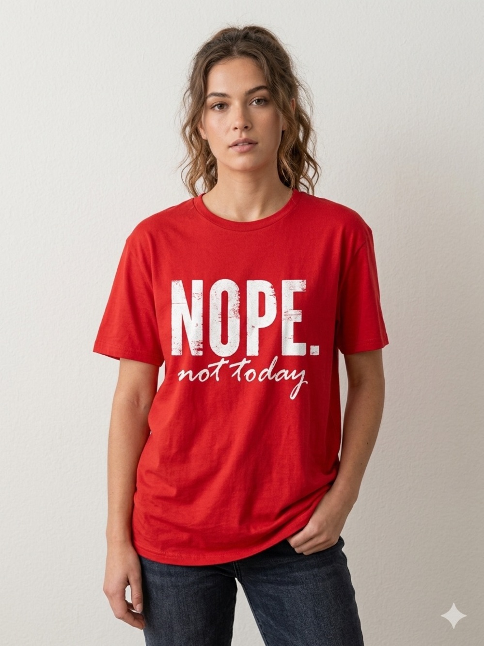 Gildan Red 'NOPE. not today' Graphic Tee - Women